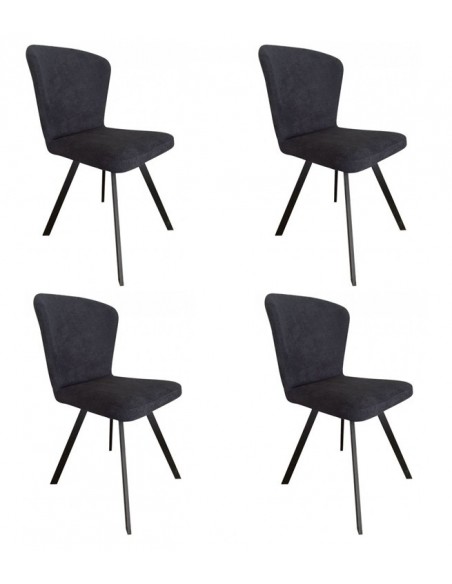 BOGRA - Lot de 4 Chaises de séjour bleues 